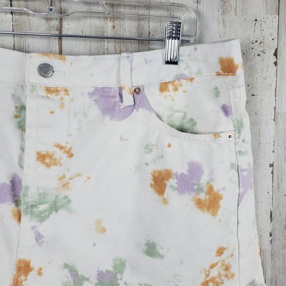 Wild Fable Highest Rise Denim Shorts White Tie Dye Size 18 - Picture 4 of 10